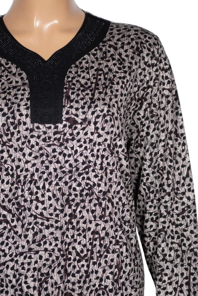 Hesna Kadın Minel Battal Beden Kuplu Boydan Siyah Elbise Desen 27 - Resim 3