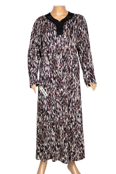 Hesna Kadın Minel Battal Beden Kuplu Boydan Siyah Elbise Desen 30 - Resim 2