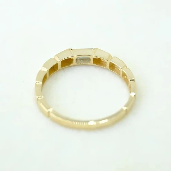 Baget Altın Yüzük - 14 Ayar Altın Baget Mistik Topaz Taşlı Kadın Yüzük - Hediyelik Altın Yüzük - 10