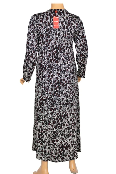 Hesna Kadın Minel Battal Beden Kuplu Boydan Siyah Elbise Desen 26 - Resim 4