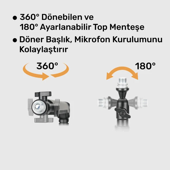 NPO STD131B Stüdyo Tasarım  Kablo Yönetimli  Amortisörlü Profesyonel Yayıncı Mikrofon Kolu - Resim 7