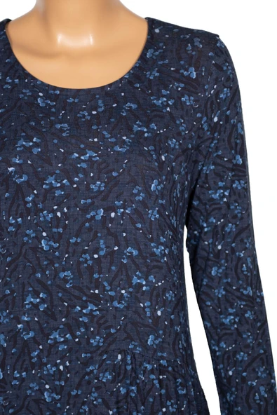 Barem Kadın Funda Belden Basene Büzgülü Penye Lacivert Elbise D57 - Resim 3