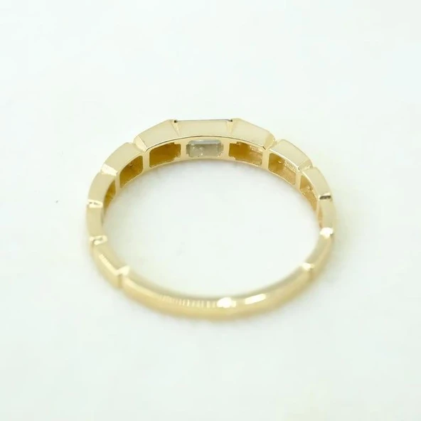 Baget Altın Yüzük - 14 Ayar Altın Baget Mistik Topaz Taşlı Kadın Yüzük - Hediyelik Altın Yüzük - 5