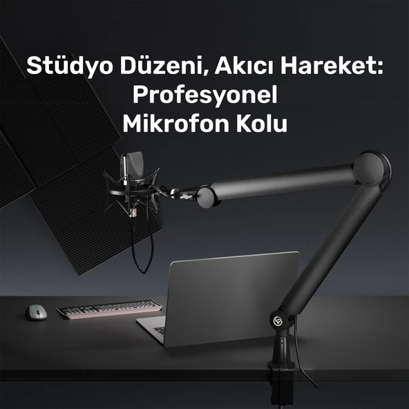 NPO STD131B Stüdyo Tasarım  Kablo Yönetimli  Amortisörlü Profesyonel Yayıncı Mikrofon Kolu - Resim 2