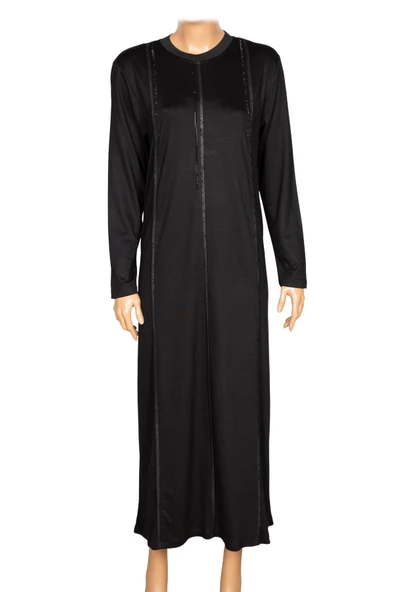 Elele Kadın Livia Büyük Beden Nervürlü Boydan Siyah Elbise - Resim 3