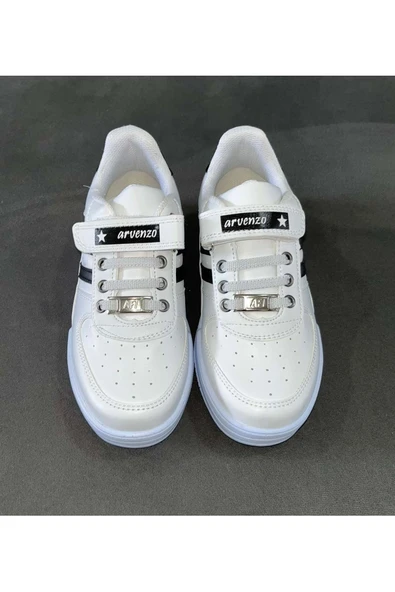 GGSTORE Arvenzo Erkek Çocuk Spor Ayakkabı 77 - Beyaz Siyah - 33 - Resim 3
