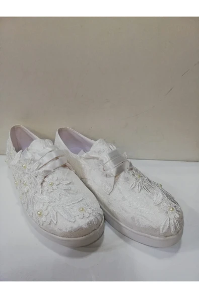 Gül Kadın Beyaz Gelinlik Ayakkabısı - Resim 3