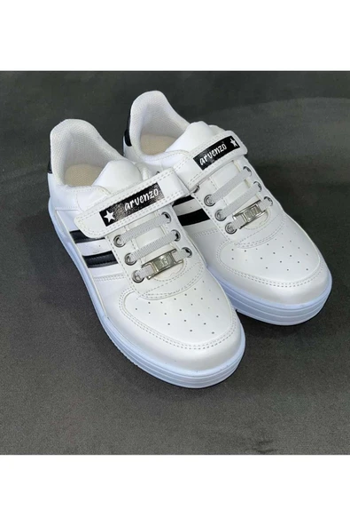 GGSTORE Arvenzo Erkek Çocuk Spor Ayakkabı 77 - Beyaz Siyah - 33 - Resim 2