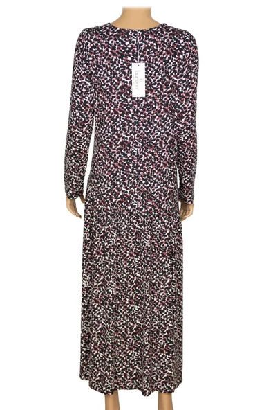 Barem Kadın Funda Belden Basene Büzgülü Penye Siyah Elbise D59 - Resim 4