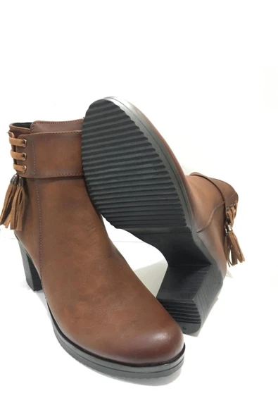 Sedef Kadın Kahverengi Topuklu Bot - Resim 3