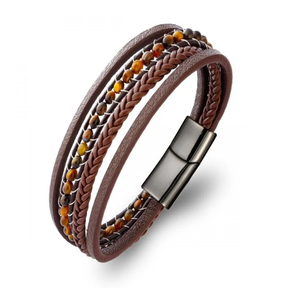 Kaplan Gözü Doğaltaş Ve Deri Bileklik 31832B9D12 ürün görseli 1