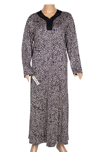 Hesna Kadın Minel Battal Beden Kuplu Boydan Siyah Elbise Desen 27 - Resim 2