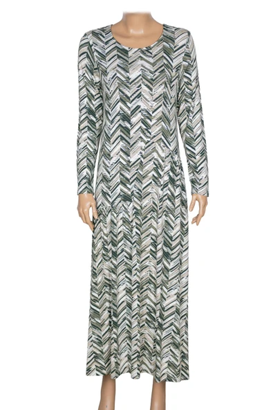 Barem Kadın Funda Belden Basene Büzgülü Penye Haki Elbise D58 - Resim 2