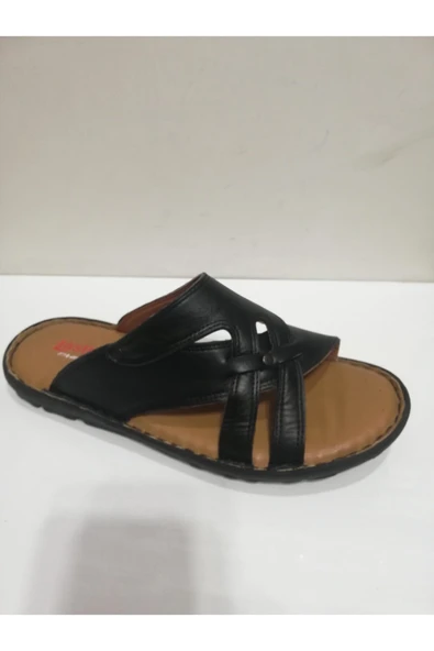 Fastbrandshoes Erkek Siyah Hakiki Deri Terlik - Resim 4