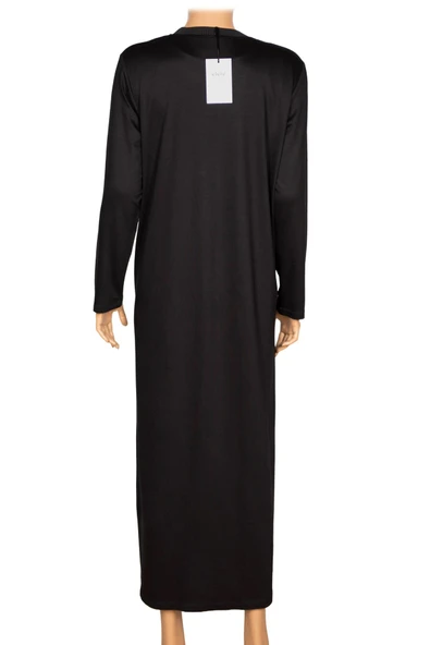 Elele Kadın Livia Büyük Beden Nervürlü Boydan Siyah Elbise - Resim 6