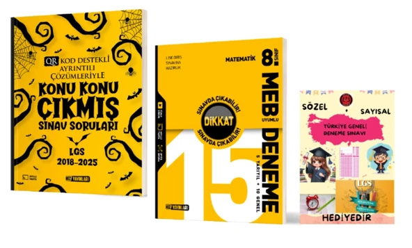 HIZ YAYINLARI 8. SINIF KONU KONU ÇIKMIŞ SINAV SORULARI - MATEMATİK 15 li DENEME ve Hediye ürün görseli