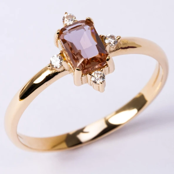 Zultanit Altın Yüzük - 14 Ayar Altın 0.95 Karat Radyant Kesim Zultanit Taşlı Evlilik Teklifi Yüzüğü - 4