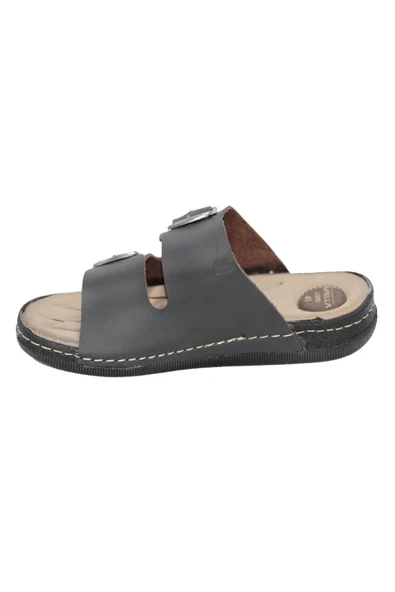 Akım Erkek Siyah Apella Dikişli Confort Rahat Anatomik Terlik - Resim 2