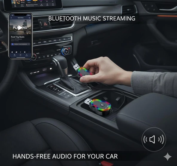 Space Usb girişli ve aux aux kablolu blueetooth kit Renkli tasarım - Resim 4