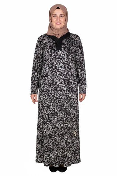 Hesna Kadın Minel Battal Beden Kuplu Boydan Siyah Elbise Desen 29 ürün görseli