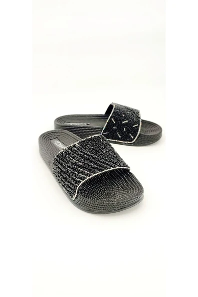 Bİ AYAKKABI PİEN SİYAH TAŞLI ŞIK VE RAHAT KADIN TERLİK ürün görseli 1