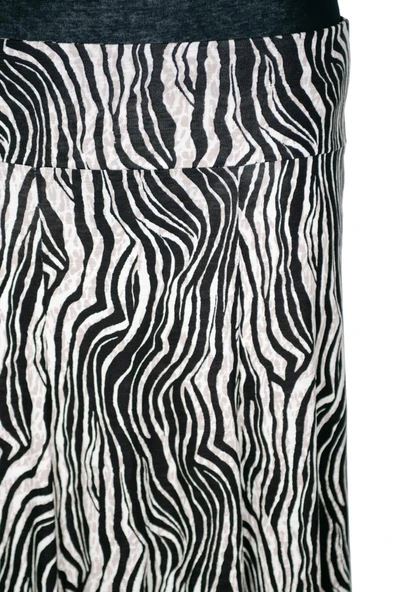 Barem Kadın Arzu Korsajlı 6 Parçalı Desenli Penye Siyah Etek D57 - Resim 2