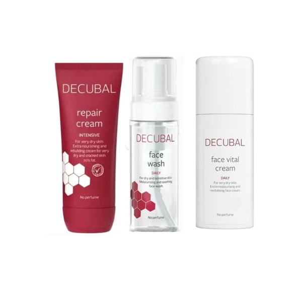 Decubal Repair Onarıcı Krem 100 ml ve Face Wash 150 ml Yüz Yıkama Jeli ve Face Vital Krem 50 ml ürün görseli 1