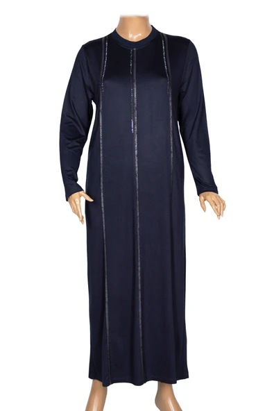 Elele Kadın Livia Büyük Beden Nervürlü Boydan Lacivert Elbise - Resim 3