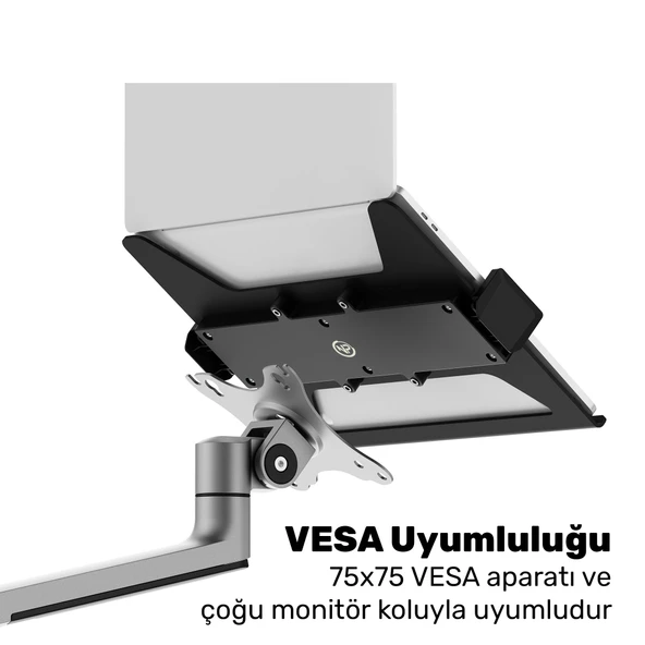 NPO STDNBH6 11.6"-17.3" Notebook/Laptop Tutucu Tepsi VESA 75x75 Uyumlu Monitör Kolu Aparatı - Resim 4
