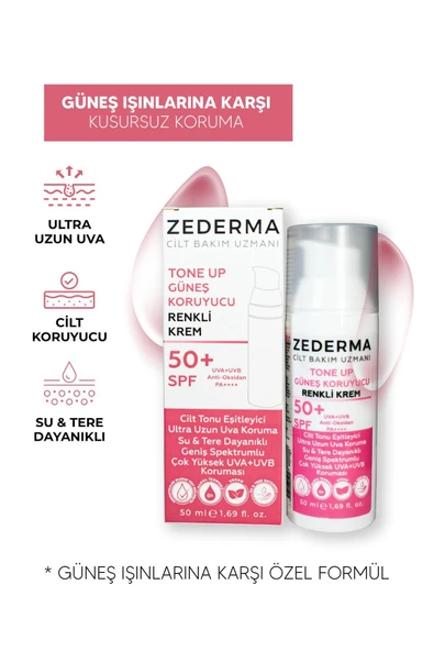 Tone Up Spf 50+ Ton Eşitleyici Pembe Yüz Güneş Kremi 50 ml çok yüksek koruma - 2