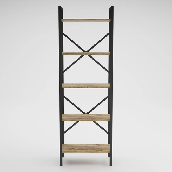 LENDA Anji 5 Raflı Metalli Kitaplık - Atlantik Çam - 4