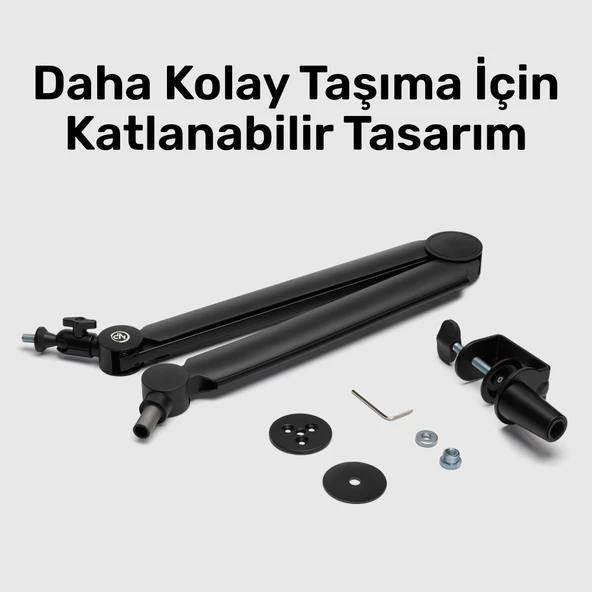 NPO STD131B Stüdyo Tasarım  Kablo Yönetimli  Amortisörlü Profesyonel Yayıncı Mikrofon Kolu - Resim 8