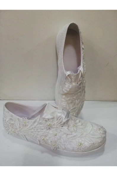 Gül Kadın Beyaz Gelinlik Ayakkabısı - Resim 4