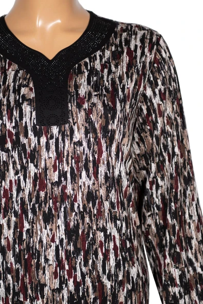 Hesna Kadın Minel Battal Beden Kuplu Boydan Siyah Elbise Desen 30 - Resim 3