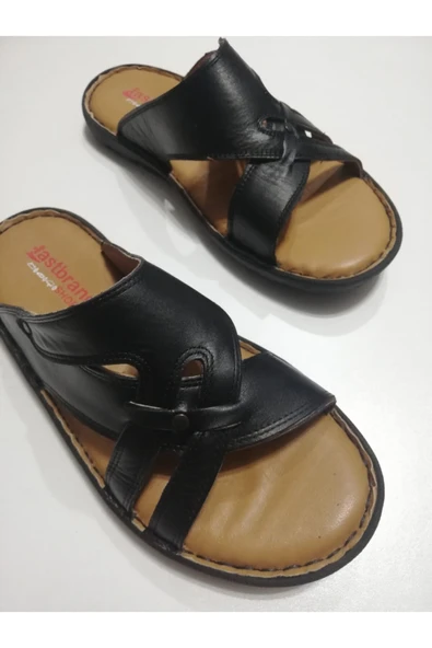 Fastbrandshoes Erkek Siyah Hakiki Deri Terlik ürün görseli 1