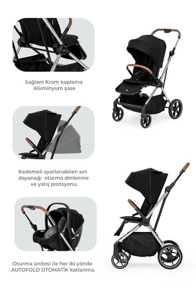 Kanz Snap Autofold Travel Sistem Bebek Arabası Darkness Black - 2