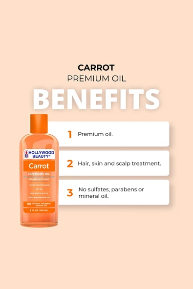 Hollywood Beauty Havuç Özlü Saç Cilt ve Tırnak Bakım Yağı 236ML - 4