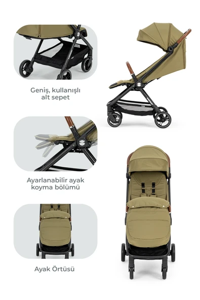 Kanz Instreet Autofold Travel Sistem Bebek ArabasıYeşil - 5