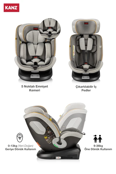 Kanz Safe N Rest i-Size (0-36) Oto Koltuğu Siyah - 3