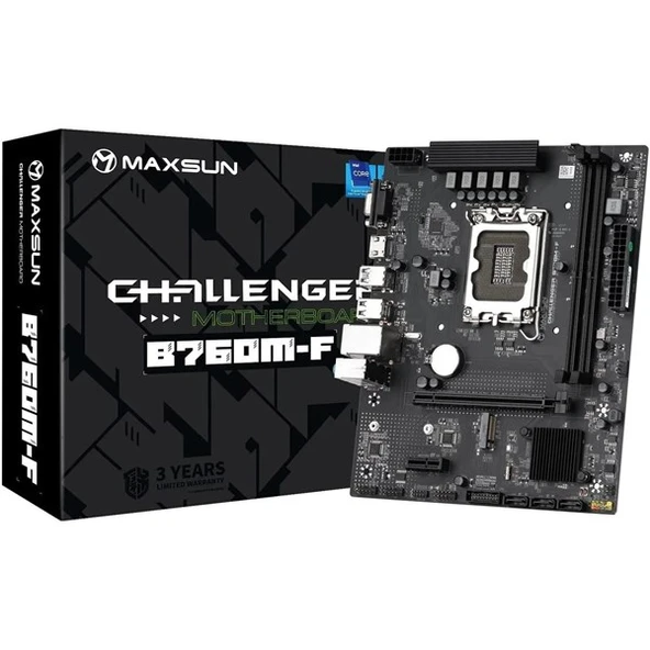 MAXSUN CHALLANGER B760M-F DDR4 HDMI PCIE 4.0 1700P MATX ürün görseli