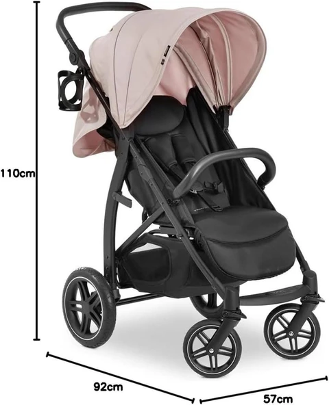Hauck Buggy Rapid 4D, doğumdan itibaren 22 kg'a kadar çocuklar için uzanma fonksiyonlu, lastik tekerlekli, bardak tutucu, UPF 50+, küçük katlanabilir, 3 kg'a kadar XL sepet (Dusty Rose) Outlet - Resim 2