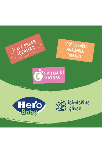HERO BABY ORGANİK  MUZ-ARMUT TAHILLI KAVANOZ MAMASI - Resim 2