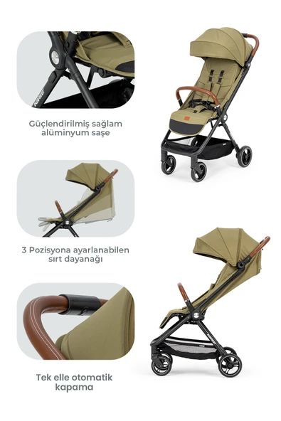 Kanz Instreet Autofold Travel Sistem Bebek ArabasıYeşil - 7