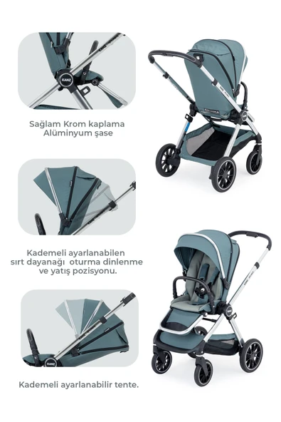 Kanz Explorer Autofold Travel Sistem Bebek Arabası Hunter Green - 3