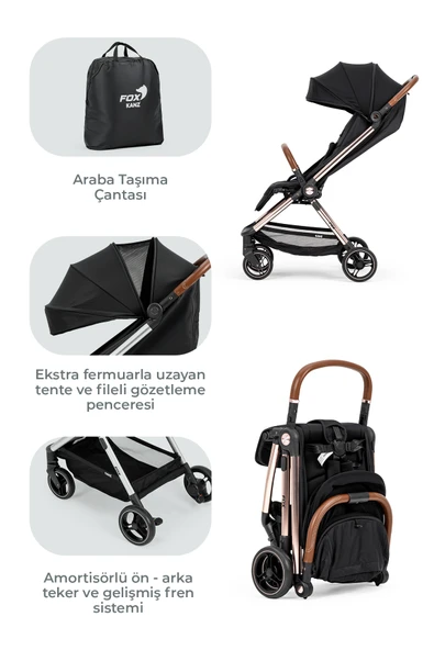 Kanz Fox Kabin Boy Bebek Arabası Siyah - 3