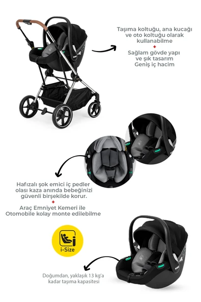 Kanz Snap Autofold Travel Sistem Bebek Arabası Darkness Black - 6