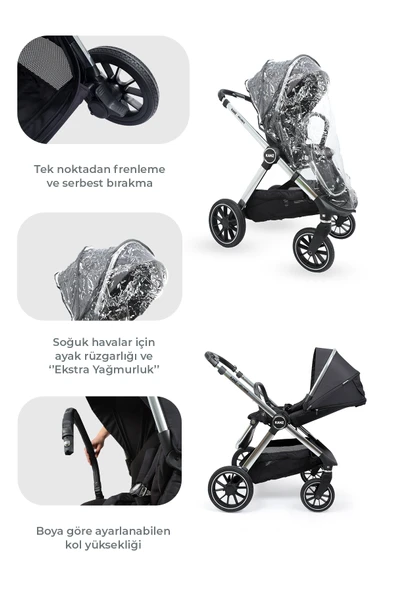 Kanz Explorer Autofold Travel Sistem Bebek Arabası Cole Black - 4