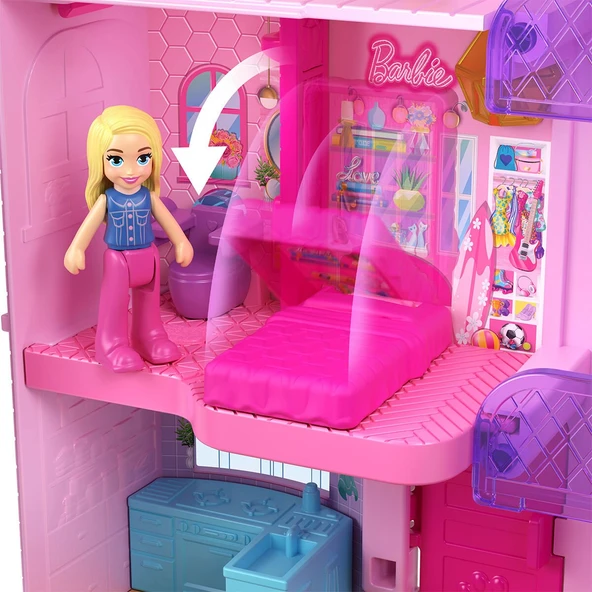 HWP11 Polly Pocket Barbie'nin Evi Temalı Mikro Oyun Seti - Resim 9