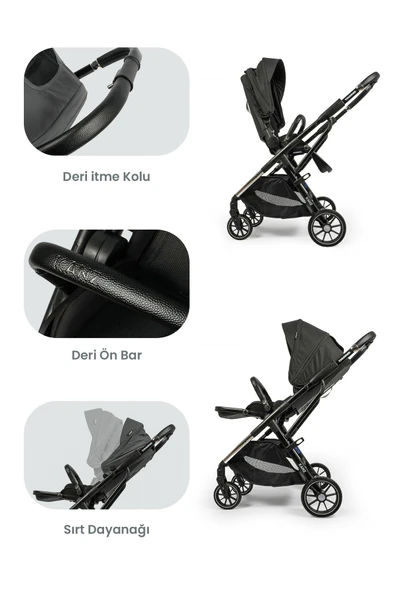 Kanz Thunder Kolay Katlanabilen Travel Sistem Bebek Arabası Oreoblack - 4