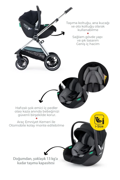 Kanz Explorer Autofold Travel Sistem Bebek Arabası Hunter Green - 7